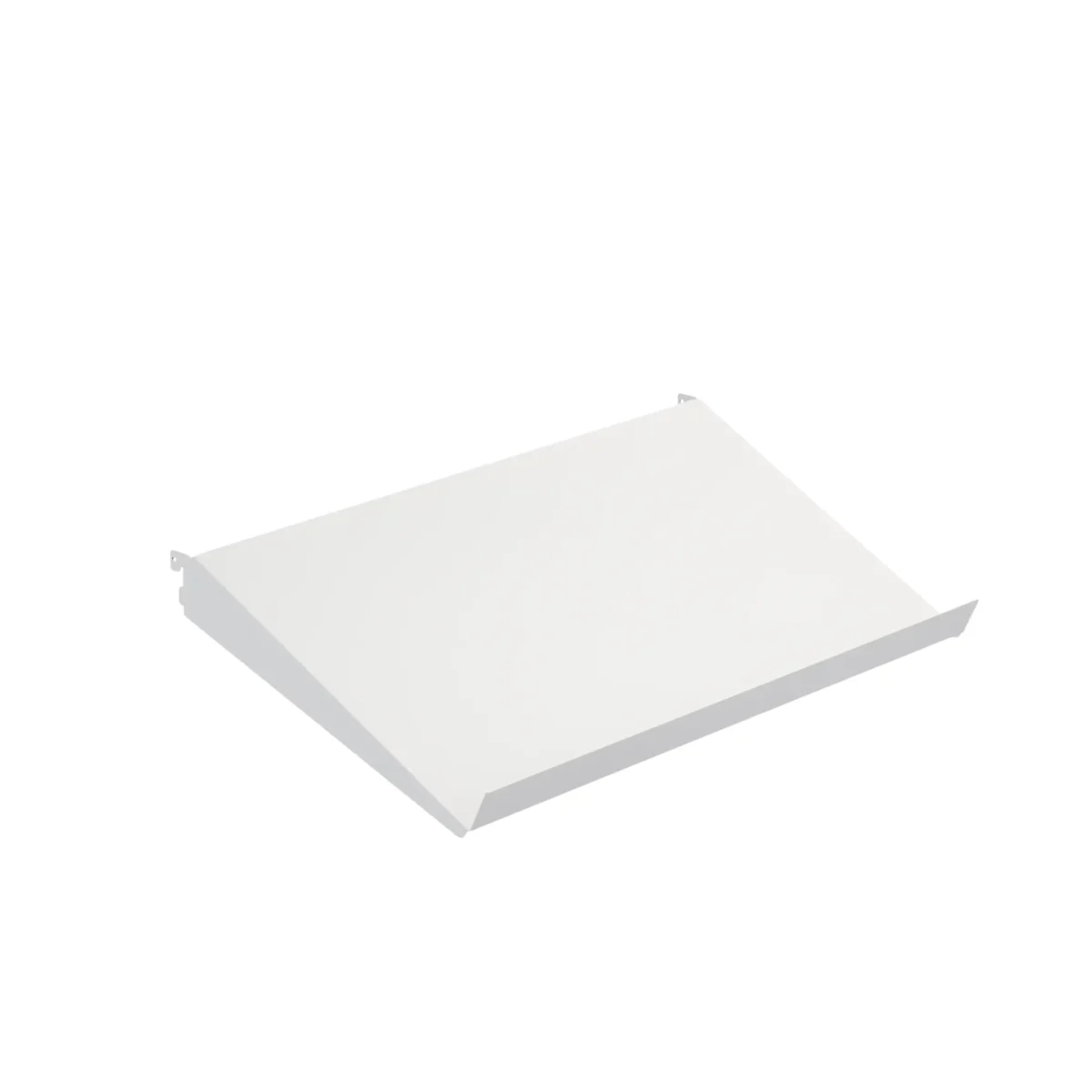 Kovová plná šikmá police s hranou Décor+ v matné bílé o šířce 598mm a hloubce 348mm (SKU 454850)
