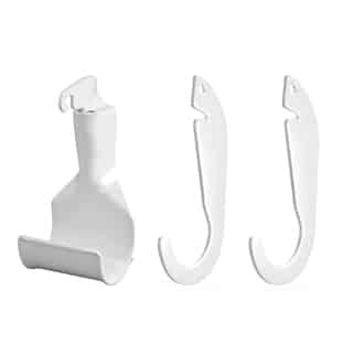 Sada 2 typů držáků šatní tyče v řešení Elfa starter kit 3ks sada Classic by Elfa v bílé variantě (SKU 471110)