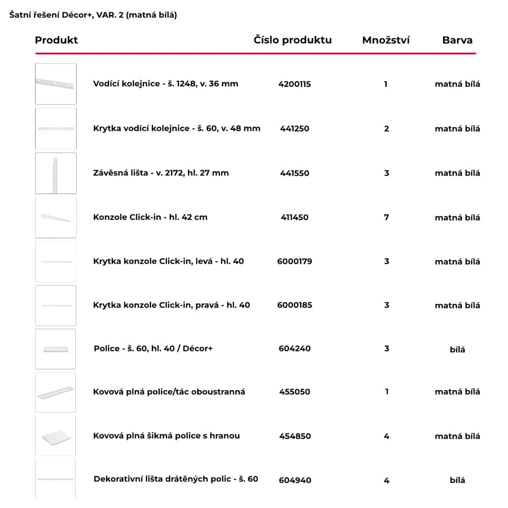 Šatní řešení DÉCOR+ var. 2 bílá