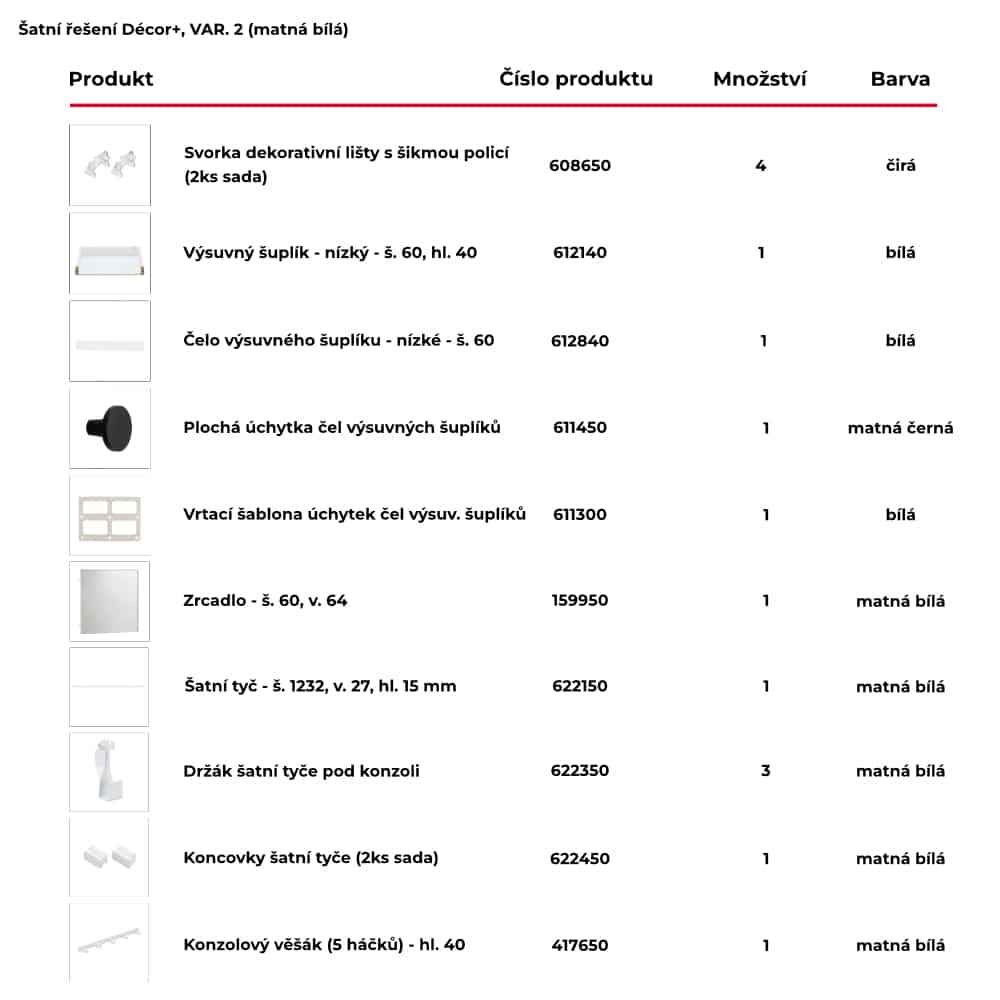 Šatní řešení DÉCOR+ var. 2 bílá 1