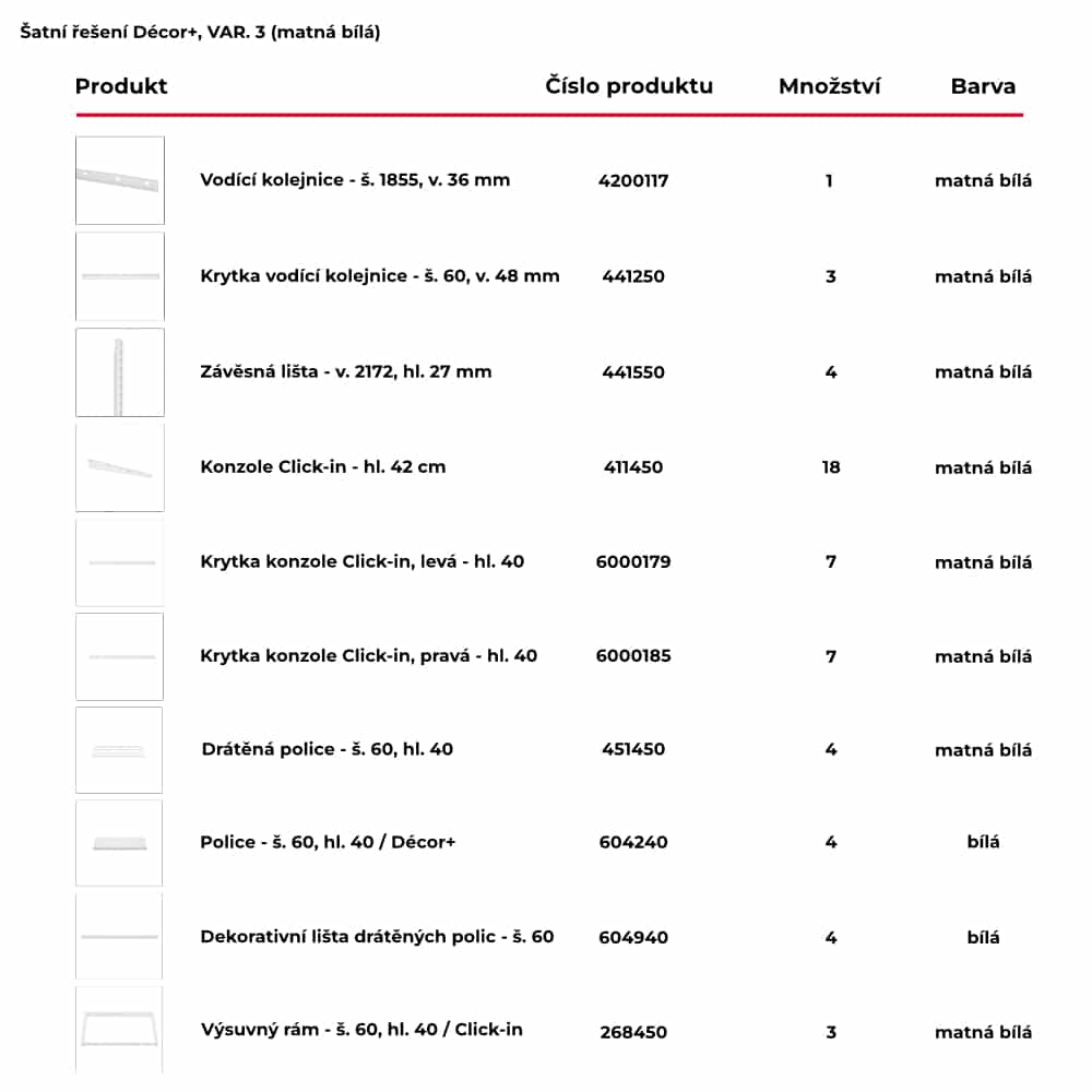 Šatní řešení DÉCOR+ var. 3 bílá