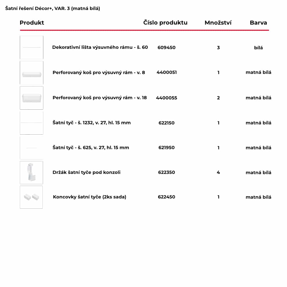 Šatní řešení DÉCOR+ var. 3 bílá 1