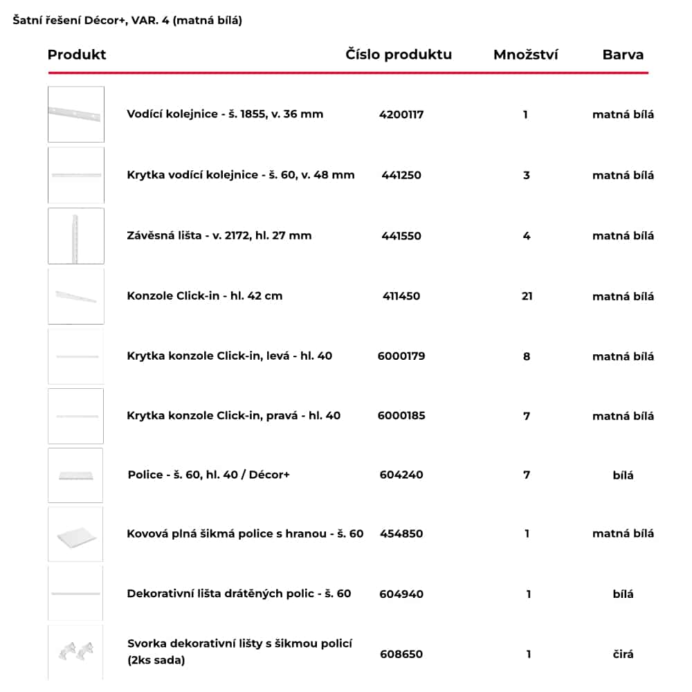 Šatní řešení DÉCOR+ var. 4 bílá