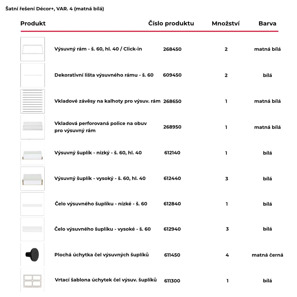 Šatní řešení DÉCOR+ var. 4 bílá 1