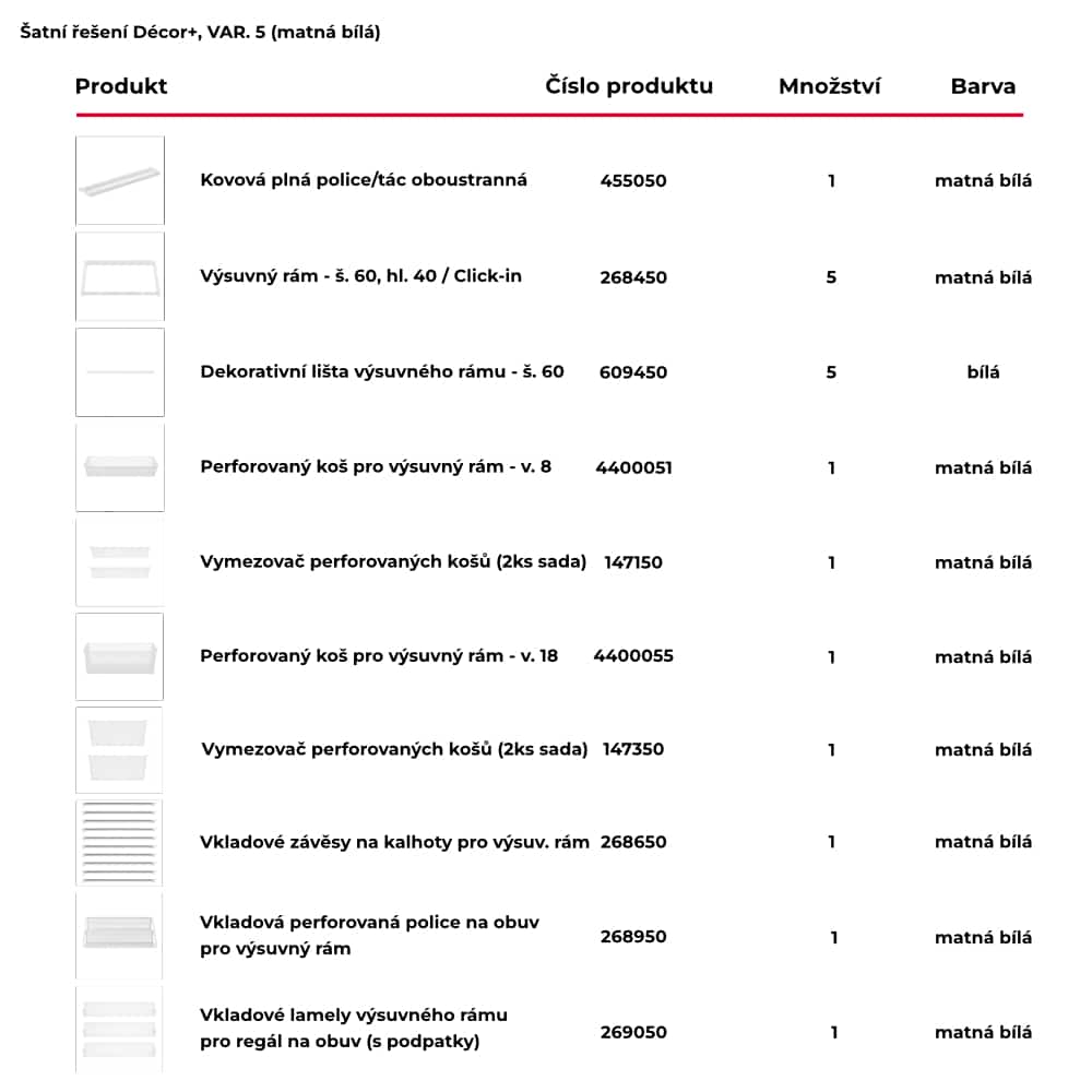 Šatní řešení DÉCOR+ var. 5 bílá 1