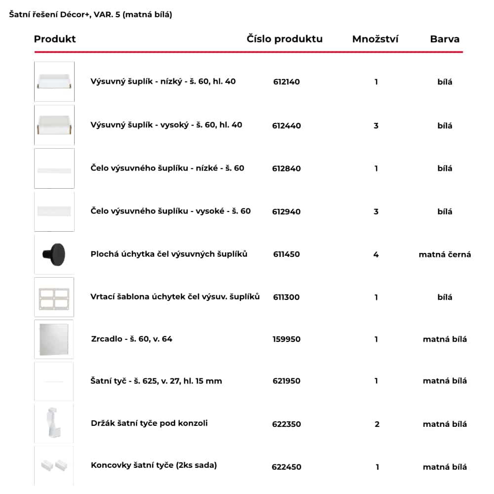 Šatní řešení DÉCOR+ var. 5 bílá 2