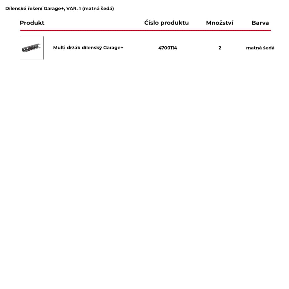 Dílna řešení GARAGE+ var. 1 matná šedá 1