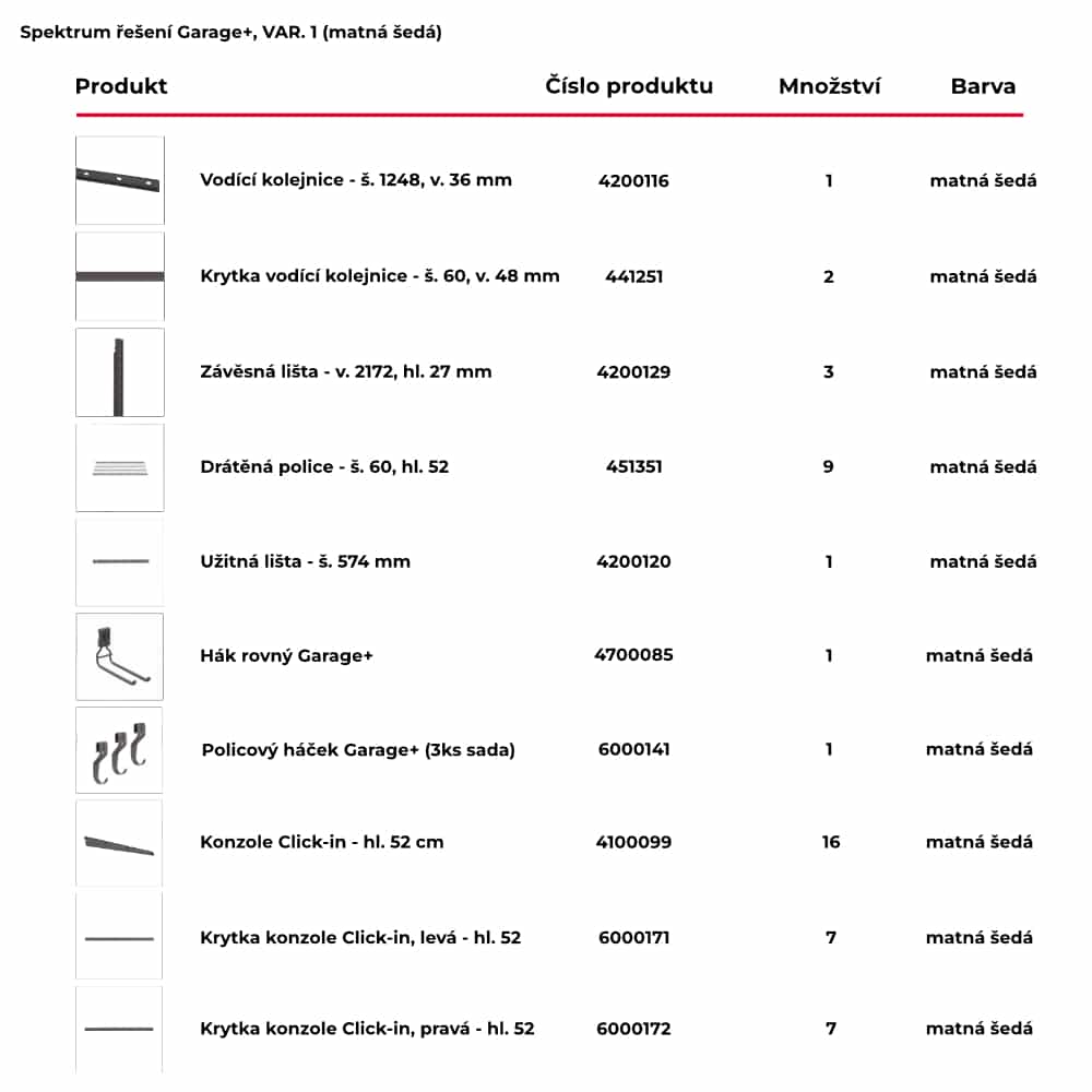 Spektrum řešení GARAGE+ var. 1 matná šedá