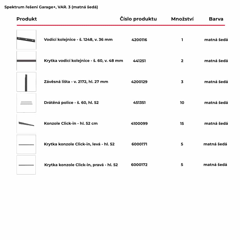 Spektrum řešení GARAGE+ var. 3 matná šedá
