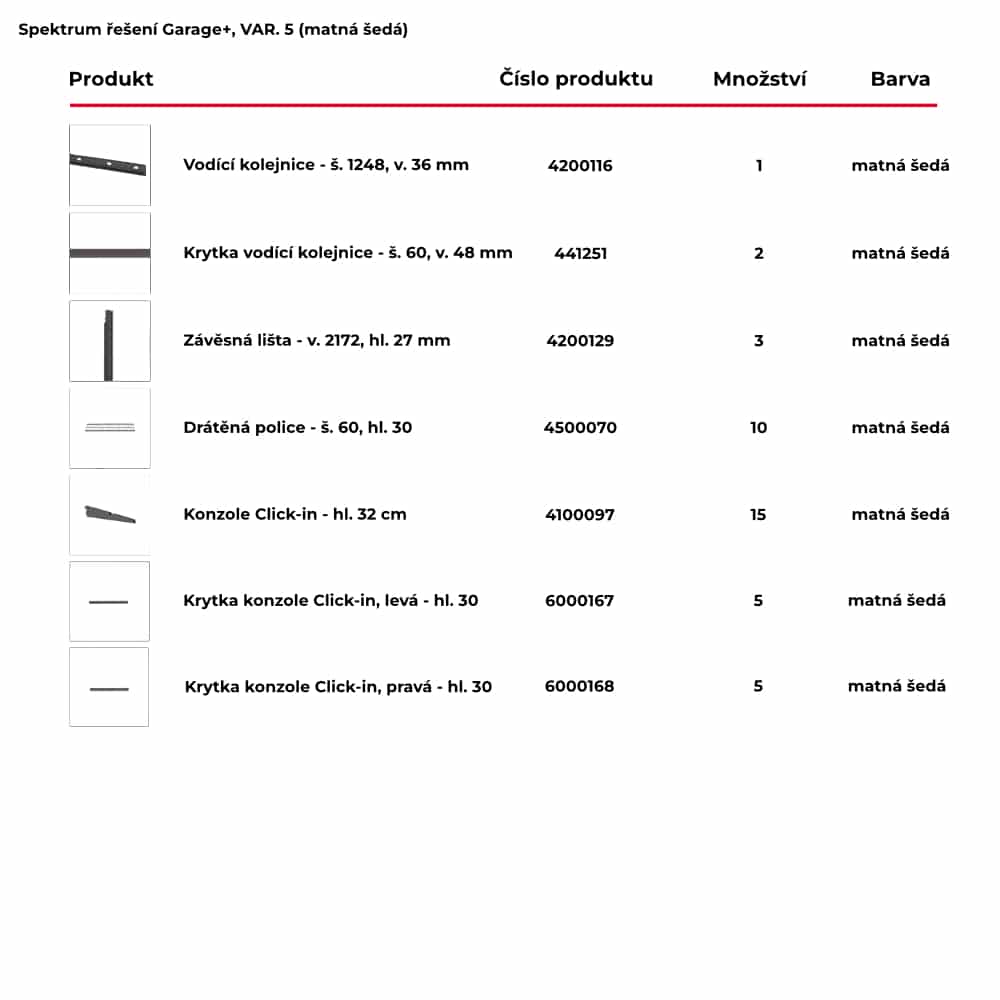Spektrum řešení GARAGE+ var. 5 matná šedá