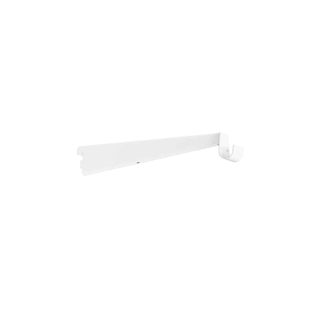 Konzole plných polic s držákem šatní tyče Sparring v bílé variantě o hloubce 320mm (SKU 413010)
