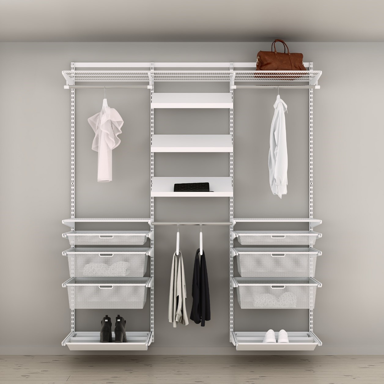 Hotové šatní řešení Classic by Elfa v bílé variantě - var. 9