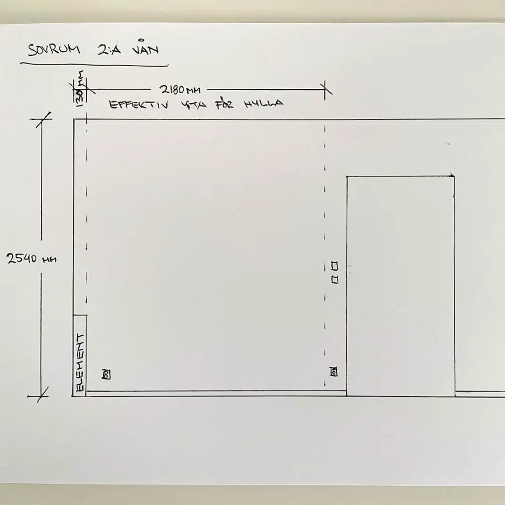 Rozměry, skica prostoru.