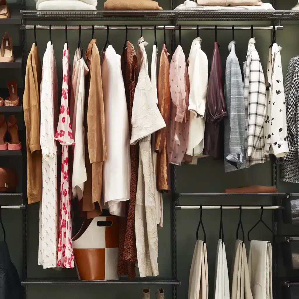 Grafitová šatní sestava v rámci řady Classic by Elfa.